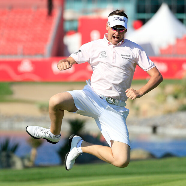 Golf-Pro Ian Poulter freut sich über einen Erfolg bei einem Turnier in Abu Dhabi