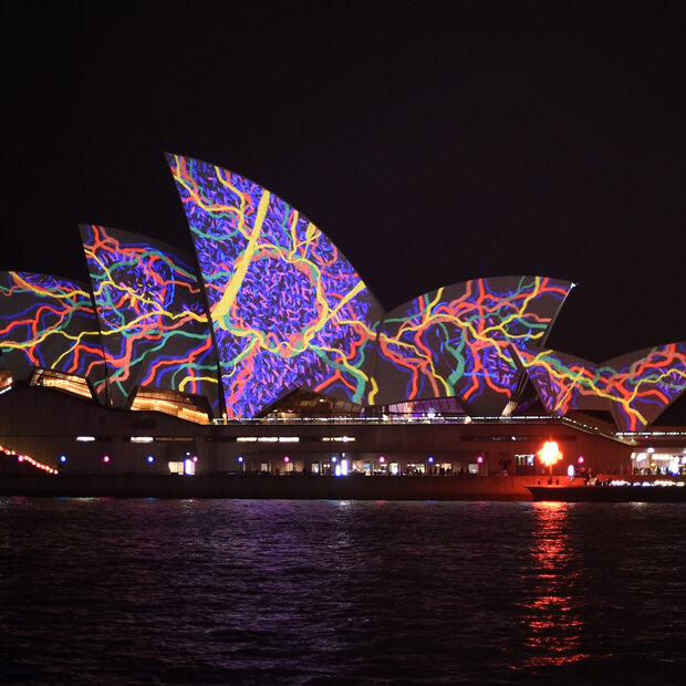 Spektakuläre Licht-Show bei der Oper von Sydney